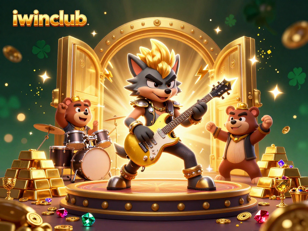 Experience thrilling wins at iwinclub with a vibrant casino scene full of gold and excitement.