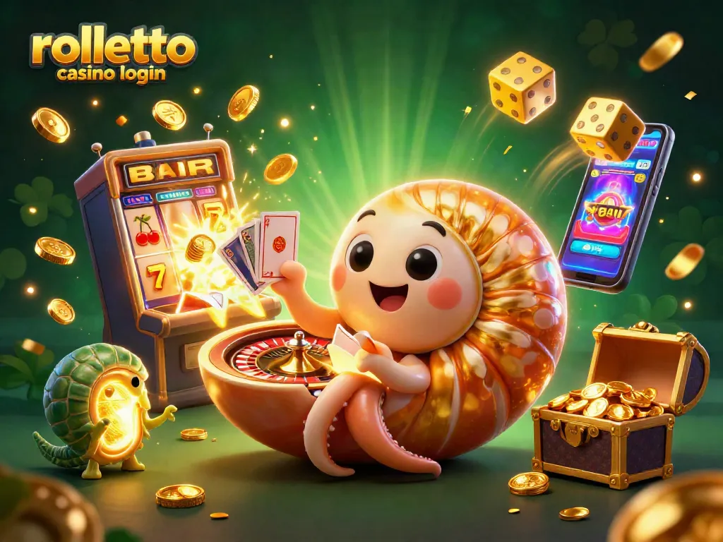 Engage with rolletto casino login through a vibrant 3D illustration showcasing winning casino elements.