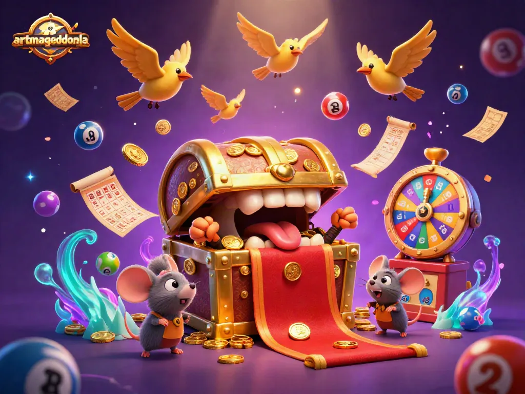 Engage in winning strategies at artmageddonla with a vibrant lottery-themed illustration.