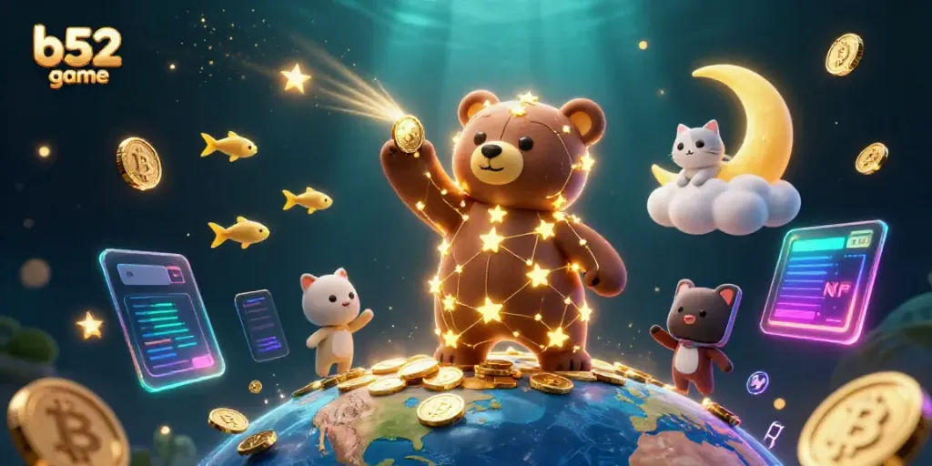 Play the thrilling b52 game with enchanting visuals of winning coins and stars.