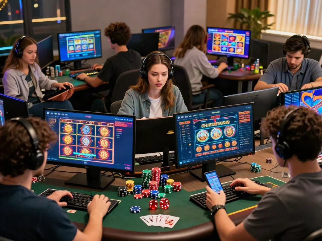 Engaged players at nhà cái tx88 enjoying an exciting online gaming experience with colorful casino games.