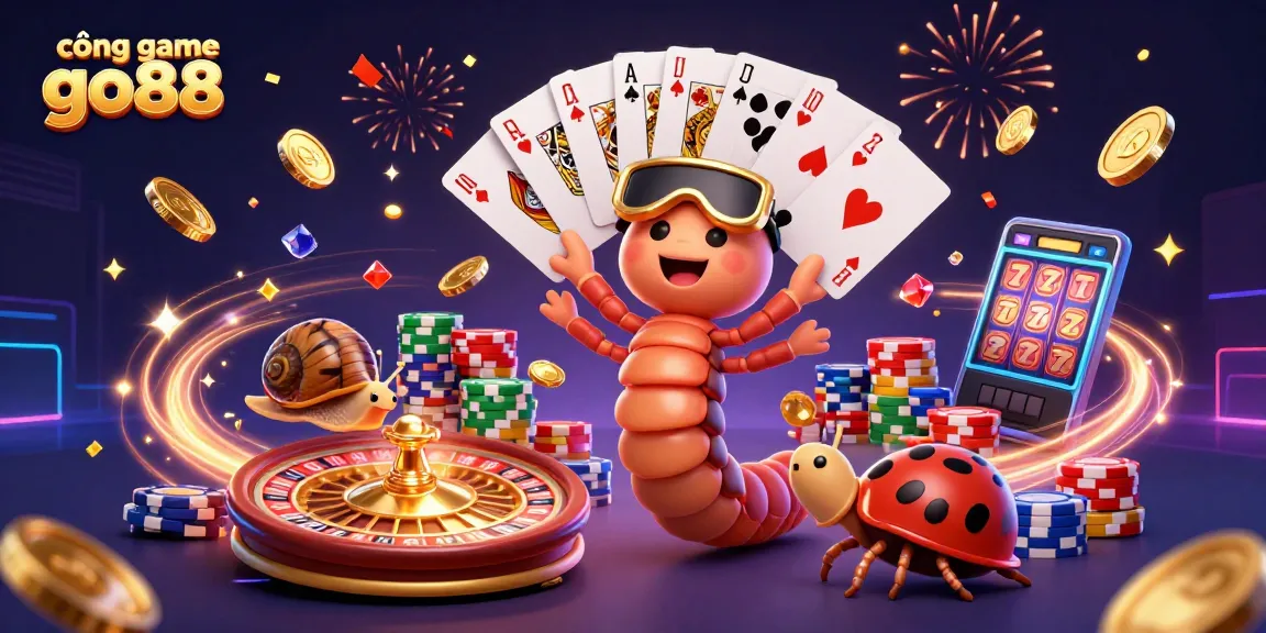 Engage with cổng game go88 as colorful characters celebrate gaming wins amidst cascading gold and sparkling gems.