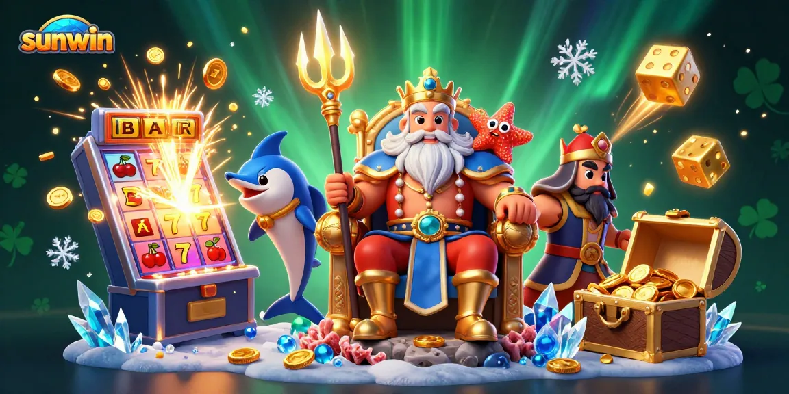 Experience the excitement of sunwin with a vibrant 3D casino scene featuring jackpot wins, mobile gaming, and immersive fun.